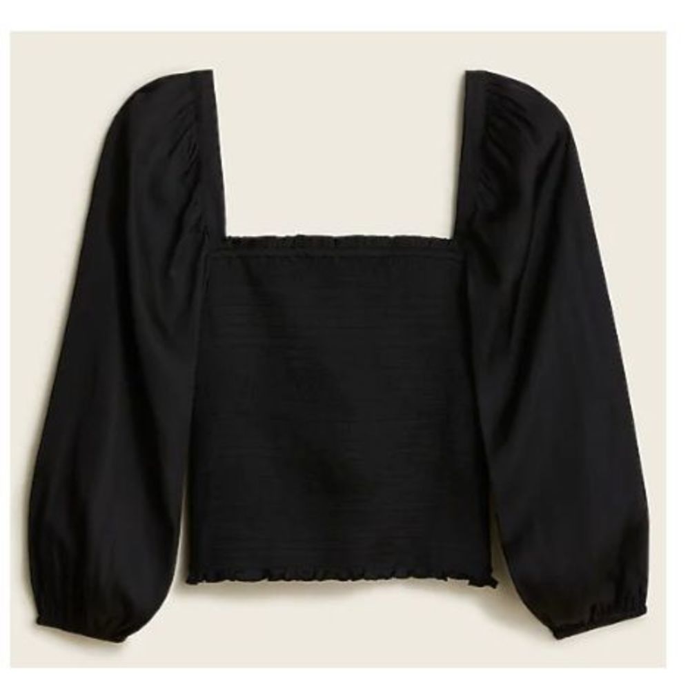 J. Crew Squareneck smocked featherweight satin top